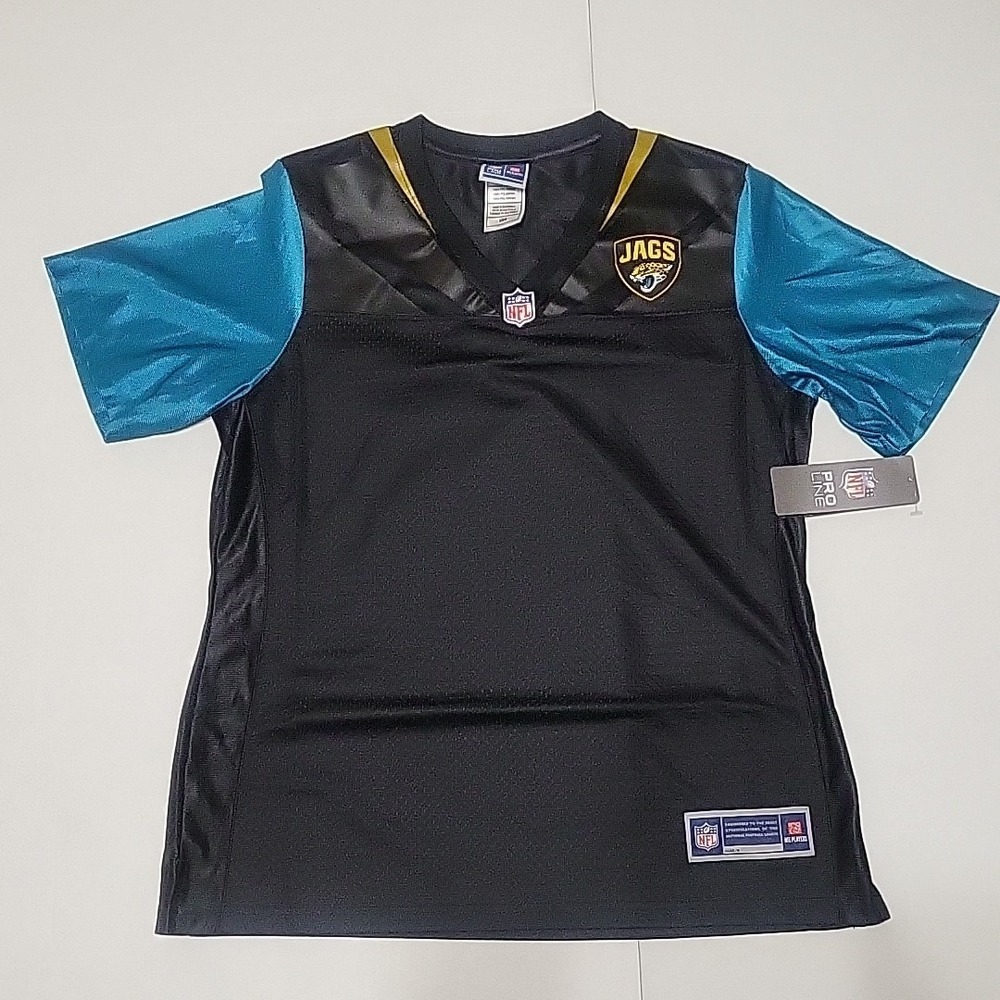 Jacksonville Jaguars Pro Line NFL Jersey Woman Medium Black Blank Short Sleeve.